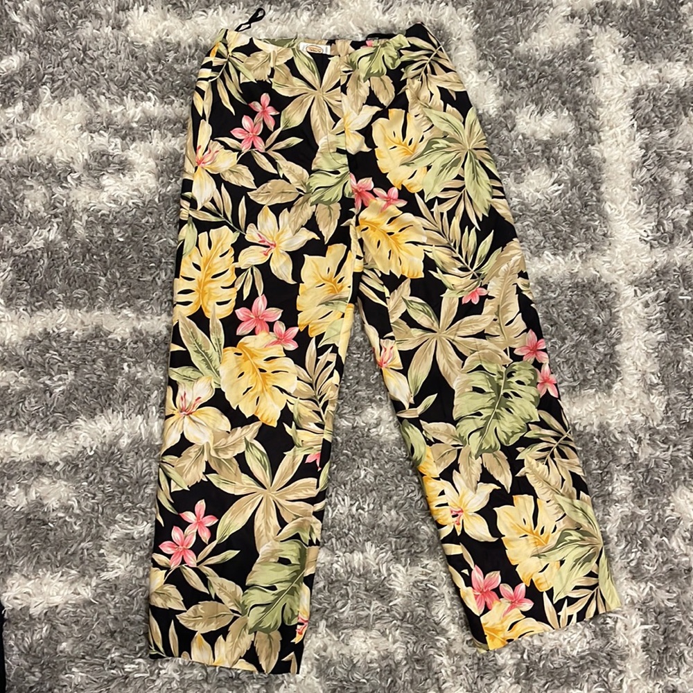 NWT Vintage Pure Silk Floral Pants